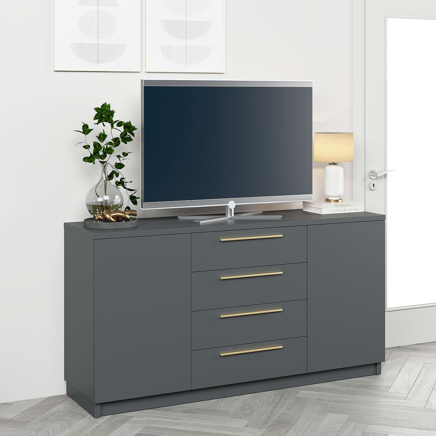 Comoda TV SERENA, 150x42, H79, 2U4S, Antracit