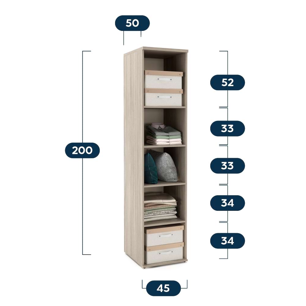 Dulap haine 1 usa, polite, PRIMAVERA 45x50x200cm