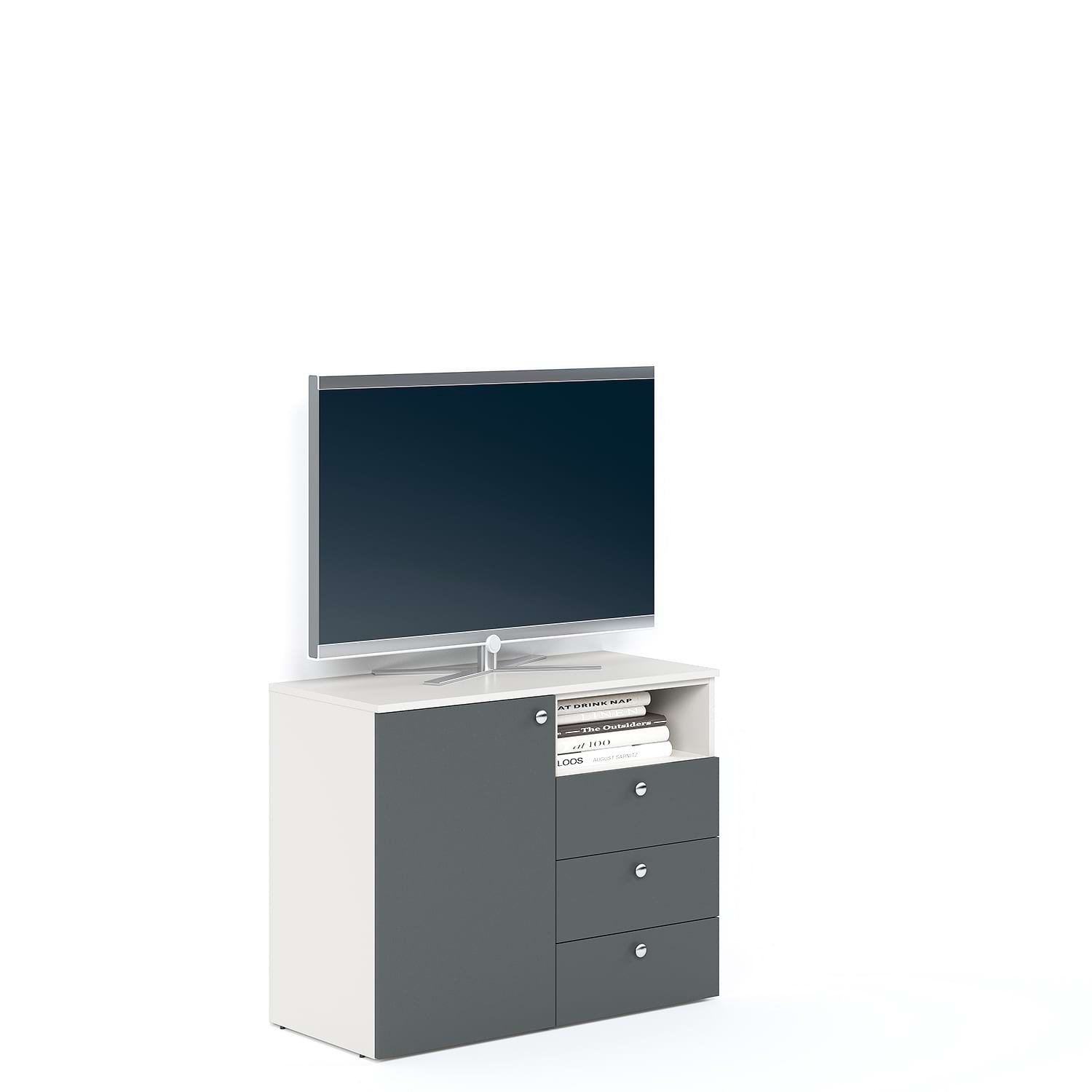 Comoda ARONA 90, A42, H74, 1U3S, Alb Portelan, Antracit