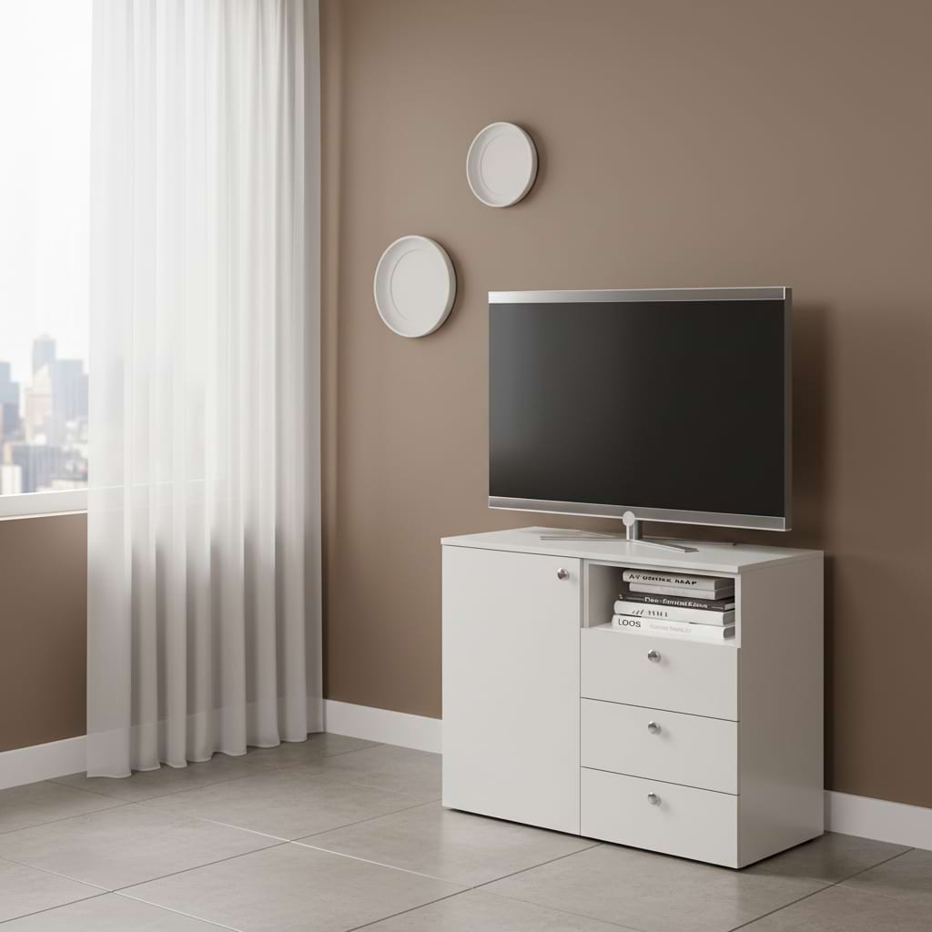 Comoda ARONA 90, A42, H74, 1U3S, Alb Portelan