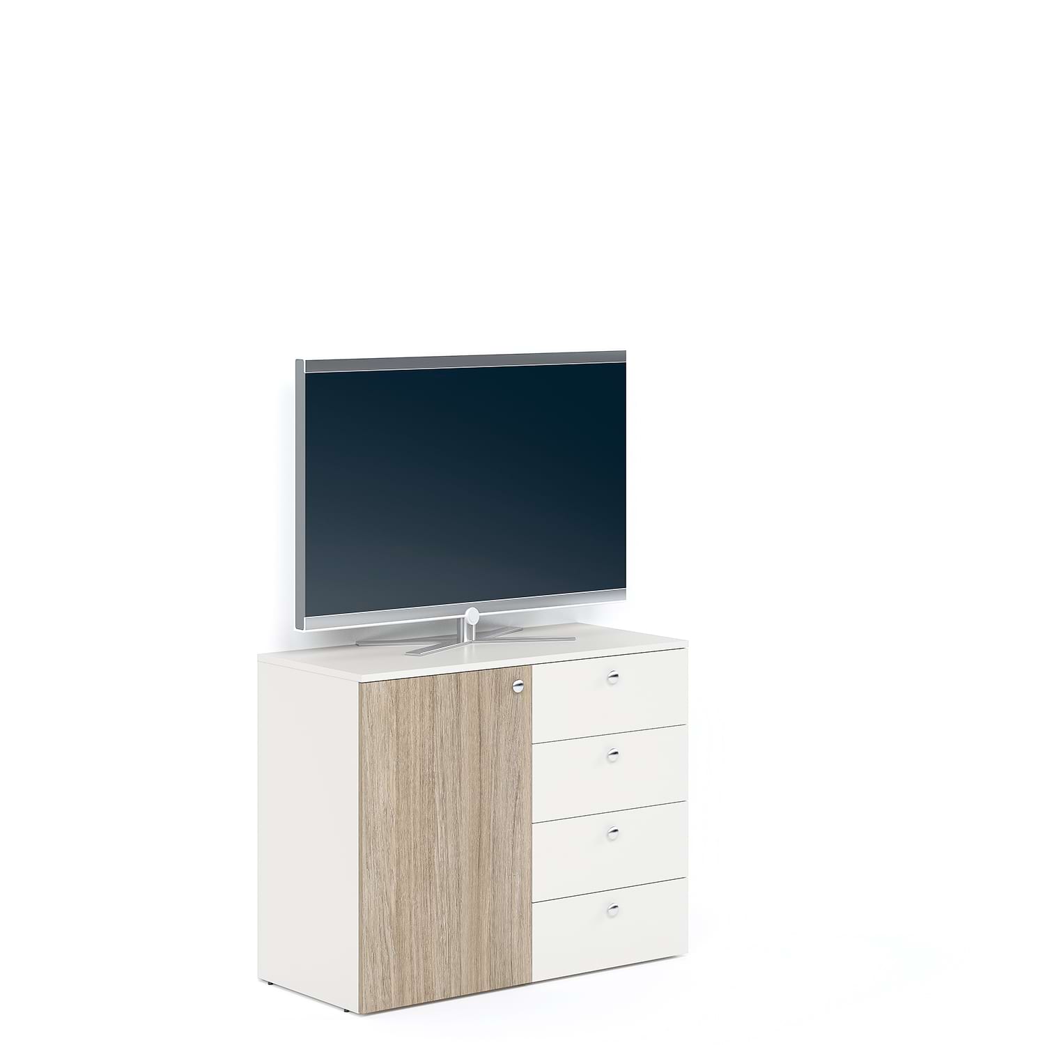 Comoda ARONA 90, A42, H74, 1U4S, Alb Portelan, Oak