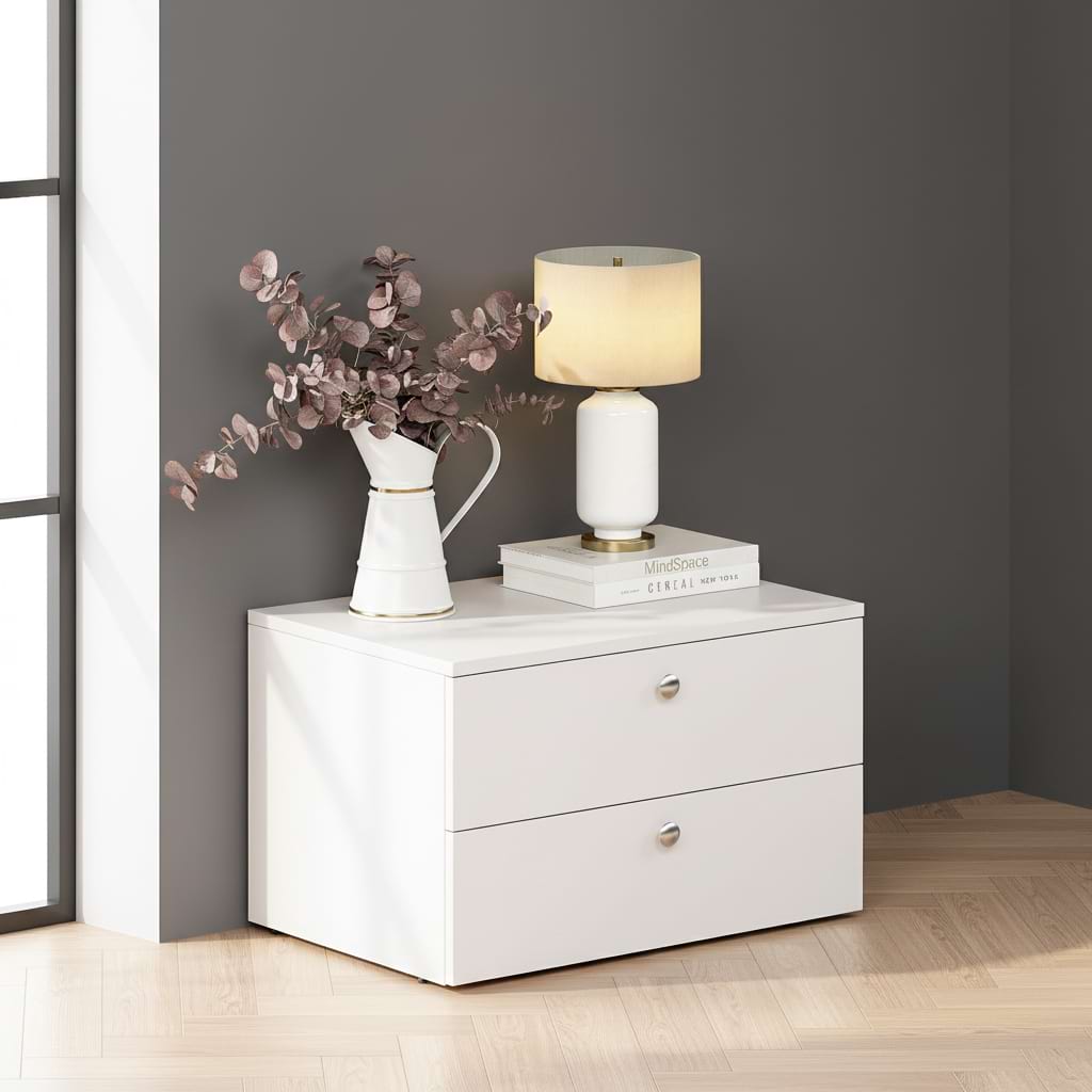 Noptiera ARONA 60, 2 sertare, Alb