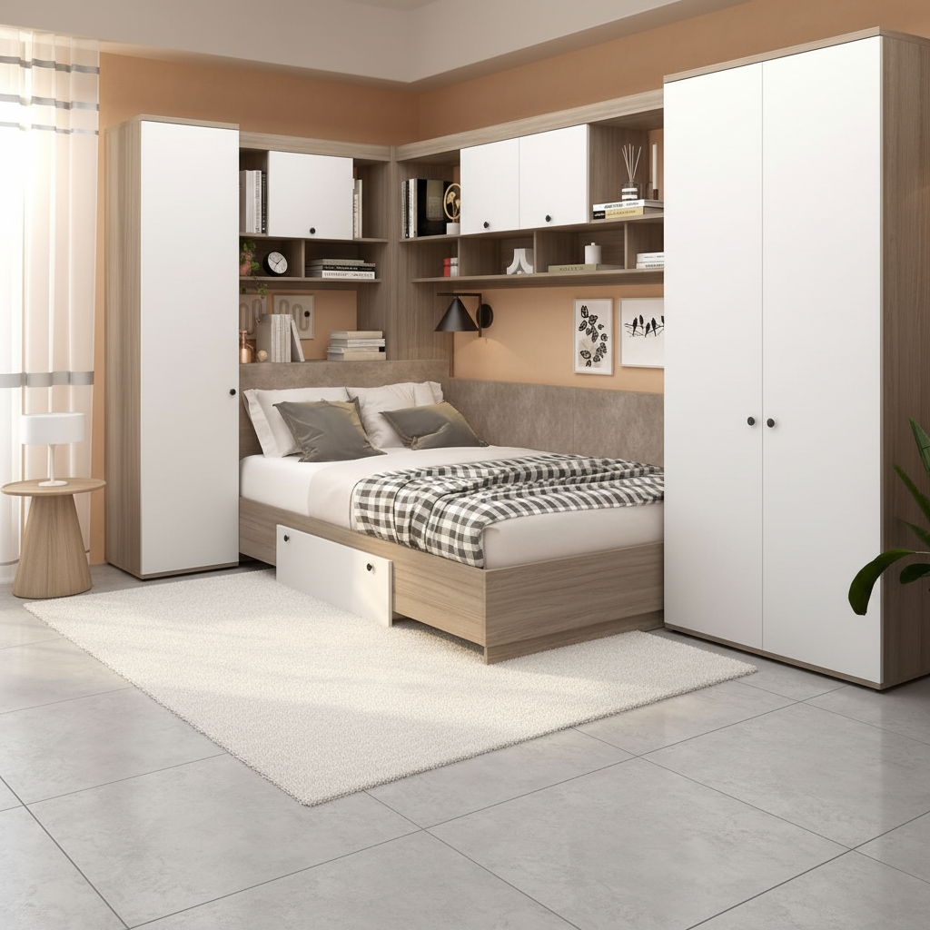 Dormitor colt AMBRO 10, Oak, Alb