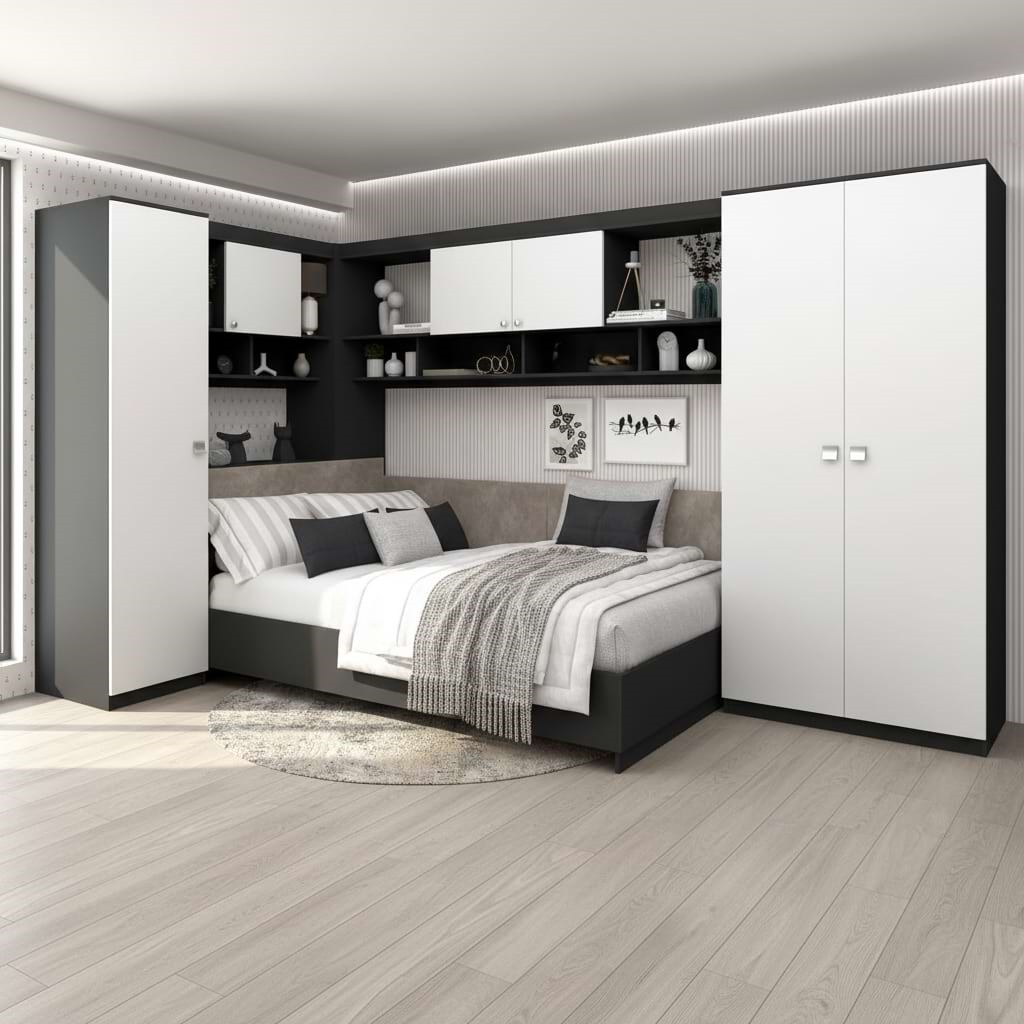 Dormitor colt ALESSIO 4, Antracit, Alb