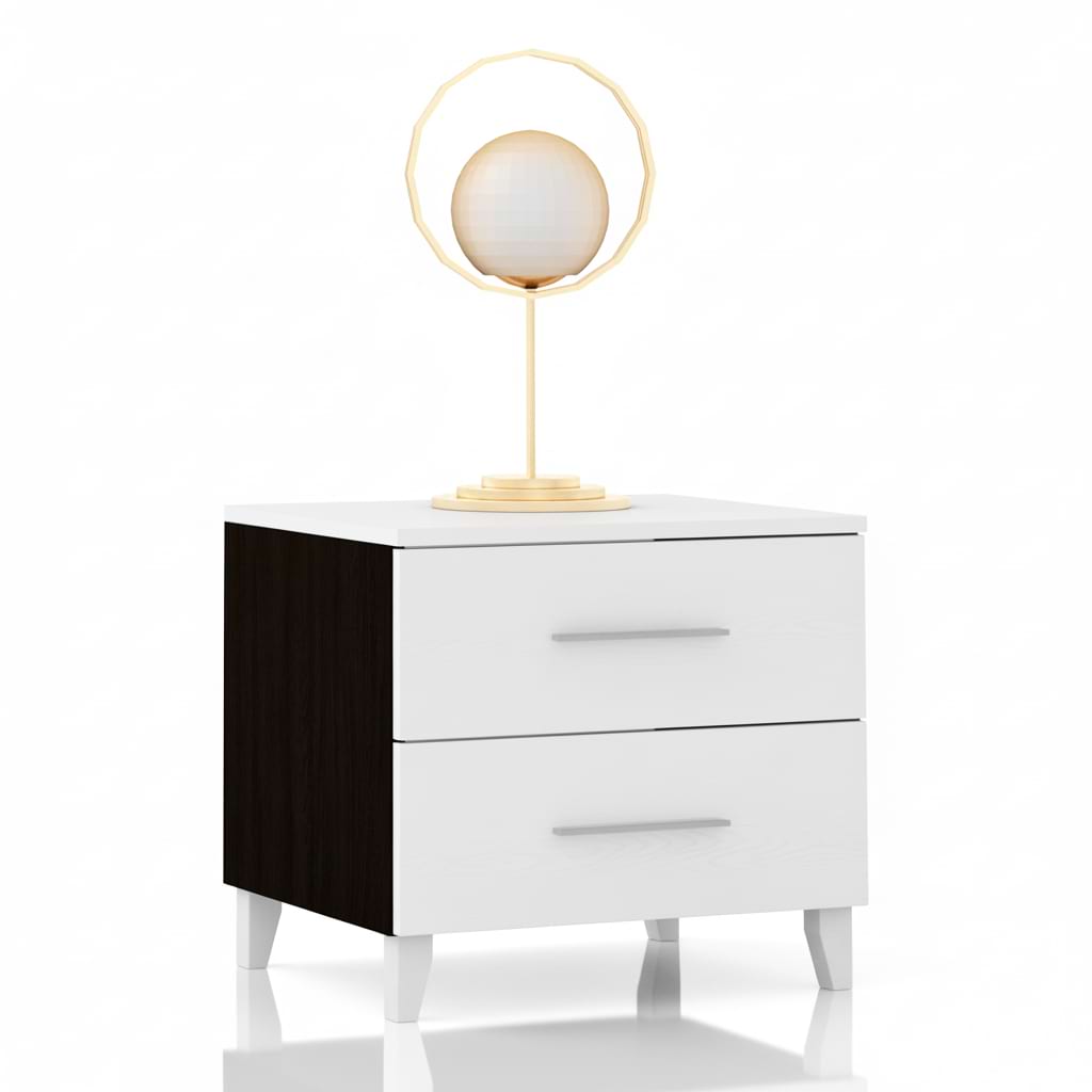 Noptiera MATERO 2 sertare, Wenge, Alb