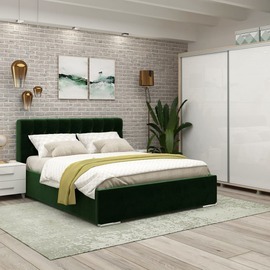 Dormitor MATERA, configuratia MAT3, Sonoma, Alb Gloss, catifea Verde