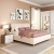 Dormitor MONTELLO 1, Oak, Alb Gloss, pat tapitat catifea Bej