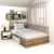 Pat colt de o persoana AMBRO, 90x200, sertar lateral, Stejar, Alb