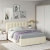 Dormitor GEORGIA 1, Oak, Alb Gloss, Catifea Bej