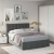 Dormitor GEORGIA 1, Oak, Alb Gloss, Catifea Gri
