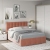 Dormitor GEORGIA 1, Oak, Alb Gloss, Catifea Roz