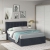 Dormitor GEORGIA 1, Oak, Alb Gloss, Stofa Albastru V76