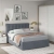 Dormitor GEORGIA 1, Oak, Alb Gloss, Stofa Albastru deschis V73
