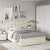 Dormitor GEORGIA 1, Stejar, Alb Gloss, Catifea Bej
