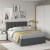 Dormitor GEORGIA 1, Stejar, Alb Gloss, Catifea Gri