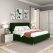 Dormitor MONTELLO 1, Oak, Alb Gloss, pat tapitat catifea Verde