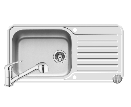 Set chiuveta inox SPACE PLUS 1B1D LN & baterie FIDO crom de la Tamos