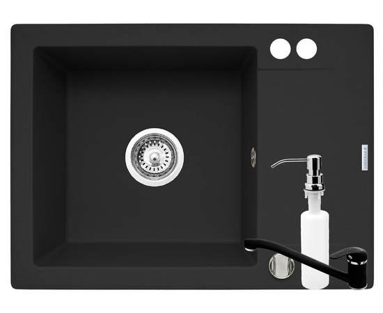 Set 3in1 chiuveta granit Cristal MINI 1B 1D ST Carbon de la Tamos