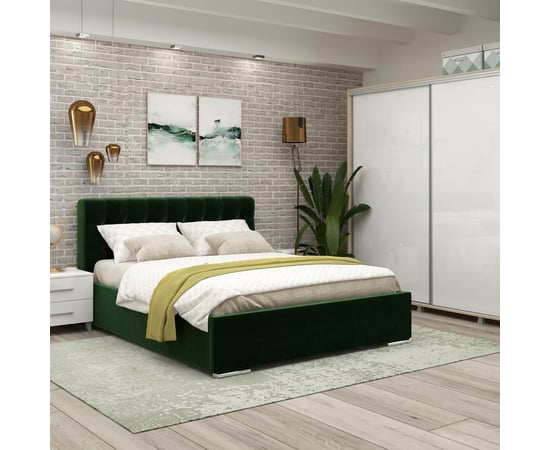 Dormitor MATERA, configuratia MAT3, Sonoma, Alb Gloss, catifea Verde