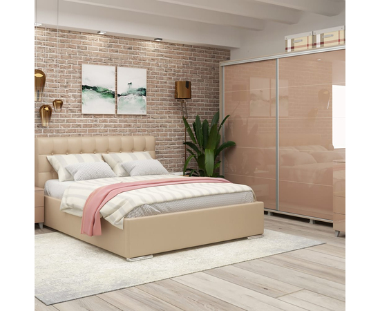 Dormitor MATERA, configuratia MAT3, Oak, Cappuccino Gloss, piele eco Cappuccino