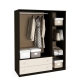 Dulap haine ZENO 3U-2S, bara umerase, polite, Wenge, Vizon, compartimentare