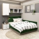 Dormitor colt RIALTO 4, Oak, Alb, Catifea Verde - 2