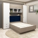 Dormitor RIALTO 1, pat incadrat, Oak, Alb, Catifea Albastra - 1