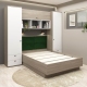 Dormitor RIALTO 1, pat incadrat, Oak, Alb, Catifea Verde - 1