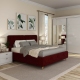 Dormitor MONTELLO 1, Oak, Alb Gloss, pat tapitat catifea Rosu Grena
