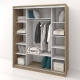 compartimentare Dulap dormitor PRIMAVERA 185, H205, cu oglinda k3, Stejar, Alb Gloss