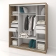 compartimentare cu sertare Dulap dormitor PRIMAVERA 185, H205, cu oglinda k3, Stejar, Alb Gloss