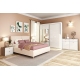 Dormitor MONTELLO 1, Oak, Alb Gloss, pat tapitat catifea Bej - 1