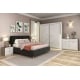 Dormitor MONTELLO 1, Oak, Alb Gloss, pat tapitat catifea Gri - 1