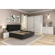 Dormitor MONTELLO 1, Oak, Alb Gloss, pat tapitat catifea Gri - 2