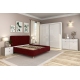 Dormitor MONTELLO 1, Oak, Alb Gloss, pat tapitat catifea Rosu Grena - 2