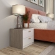 Dormitor MONTELLO 1, Oak, Alb Gloss, pat tapitat catifea Roz - 3