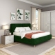 Dormitor MONTELLO 1, Oak, Alb Gloss, pat tapitat catifea Verde