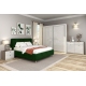 Dormitor MONTELLO 1, Oak, Alb Gloss, pat tapitat catifea Verde - 1