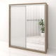 Dulap dormitor PRIMAVERA 185, H205, cu oglinda k5, Stejar, Alb Gloss
