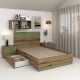 Pat copii AMBRO, 120x200, sertar lateral, Stejar, Pesto, suport saltea