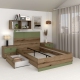 Pat copii AMBRO, 90x200, sertar lateral, Stejar, Pesto - 1