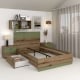 Pat copii AMBRO, 120x200, sertar lateral, Stejar, Pesto - 1