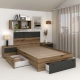 Pat copii AMBRO, 120x200, 2 sertare, Stejar, Antracit, suport saltea