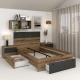 Pat copii AMBRO, 120x200, 2 sertare, Stejar, Antracit - 1