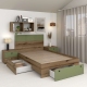 Pat copii AMBRO, 120x200, 2 sertare, Stejar, Pesto, suport saltea