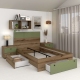 Pat copii AMBRO, 90x200, 2 sertare, Stejar, Pesto - 1