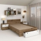 Pat copii AMBRO, 120x200, sertar frontal, Stejar, Alb, suport saltea