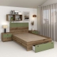 Pat copii AMBRO, 90x200, sertar frontal, Stejar, Pesto, suport saltea