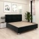 Pat tapitat ARISA, 180x200, catifea Neagra, suport saltea