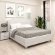 Pat tapitat ARISA, 180x200, suport saltea, piele eco Alba